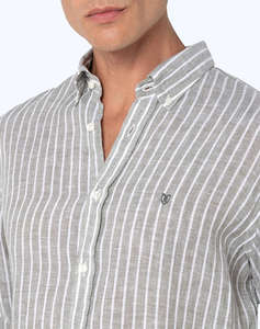 THE BOSTONIANS CAMASA ACORN IN REGULAR FIT Stripe LINEN Button-down Regular Fit