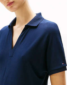 TOMMY HILFIGER LYOCELL OPEN-NK MIDI DRESS