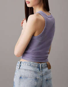 CALVIN KLEIN WASHED WOVEN LABEL RIB TANK TOP