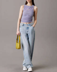 CALVIN KLEIN WASHED WOVEN LABEL RIB TANK TOP