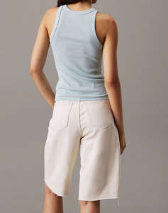 CALVIN KLEIN JEANS WOVEN LABEL RIB TANK TOP