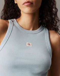 CALVIN KLEIN JEANS WOVEN LABEL RIB TANK TOP