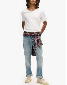SUPERDRY D3 STUD RAW EDGE SLUB V T SHIRT BLUZA DE BARBATI