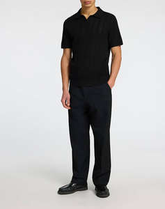 SELECTED SLHWELLS SS KNIT CROCHET OPEN POLO