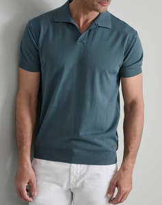 NAVY&GREEN TRICOTAT POLO, MANECA SCURTA