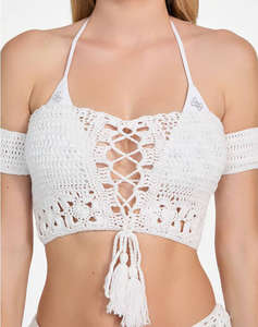 GUESS CROCHET TOP - ACRYLIC CROCHET YARN BLUZA W