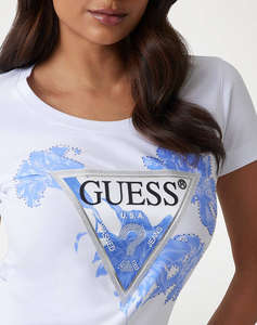 GUESS SS CN FLOWER TRIANGLE TEE BLUZA DE DAMA