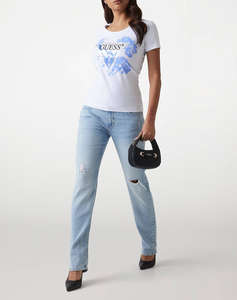 GUESS SS CN FLOWER TRIANGLE TEE BLUZA DE DAMA