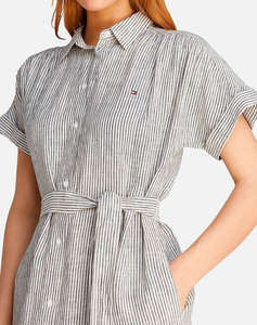 TOMMY HILFIGER ESS LINEN S/S MIDI SHIRT DRESS