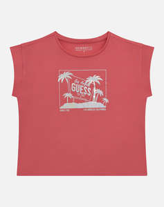 GUESS MIDI SS T-SHIRT - MID ORGANIC CO STR JERSEY 160 BLUZA G