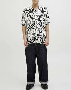 JACK&JONES JJJEFF MONOCHROME RESORT SHIRT SS