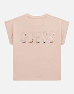 GUESS MIDI SS T-SHIRT - MID ORGANIC CO STR JERSEY 160 BLUZA G
