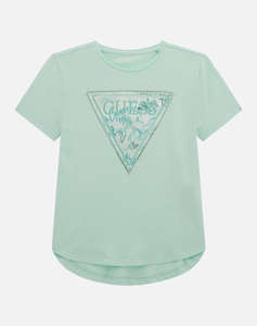 GUESS HIGH LOW SS T-SHIRT - MID ORGANIC CO STR JERSEY 160 BLUZA G