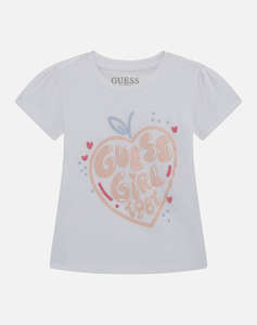 GUESS HIGH LOW SS T-SHIRT - MID ORGANIC CO STR JERSEY 160 BLUZA G