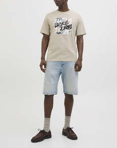 JACK&JONES JJHAWAII SHAPE TEE SS CREW NECK LN