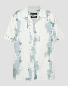 ANTONY MORATO MMSS00189FA430645 MIN OF 6 SHIRT HONOLULU RELAXED STRAIGHT FIT IN PRINTED SLUB VISCOSE BLEND FABRIC WITH LOGOED METAL BADGE BLUZA DE BARBATI