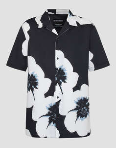 ANTONY MORATO MMSS00171FA430630 MIN OF 6 SHIRT HONOLULU REGULAR STRAIGHT FIT IN PRINTED COTTON VISCOSE BLEND FABRIC WITH LOGOED METAL BADGE BLUZA DE BARBATI