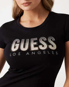 GUESS CN SS GLITTER DEGRADE LOGO TEE BLUZA DE DAMA