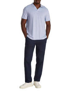 CALVIN KLEIN LINEN COTTON CUBAN COLLAR POLO