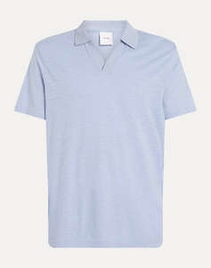 CALVIN KLEIN LINEN COTTON CUBAN COLLAR POLO