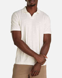 CALVIN KLEIN LINEN COTTON CUBAN COLLAR POLO