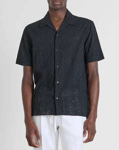 ANTONY MORATO MMSS00189FA440059 MIN OF 6 SHIRT HONOLULU RELAXED STRAIGHT FIT IN EMBROIDERED POPELINE COTTON FABRIC WITH LOGOED METAL BADGE BLUZA DE BARBATI