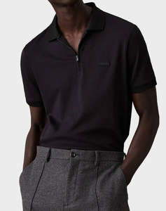 CALVIN KLEIN SMOOTH COTTON WELT ZIP POLO