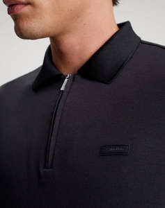 CALVIN KLEIN SMOOTH COTTON WELT ZIP POLO