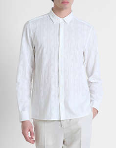 ANTONY MORATO MMSL00614FA440054 MIN OF 6 SHIRT BARCELONA REGULAR STRAIGHT FIT IN DOBBY COTTON FABRIC ABSTRACT GEOMETRIC PATTERN CAMASA DE BARBATI