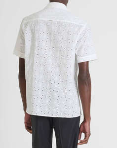 ANTONY MORATO MMSS00189FA440059 MIN OF 6 SHIRT HONOLULU RELAXED STRAIGHT FIT IN EMBROIDERED POPELINE COTTON FABRIC WITH LOGOED METAL BADGE BLUZA DE BARBATI