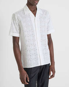 ANTONY MORATO MMSS00189FA440059 MIN OF 6 SHIRT HONOLULU RELAXED STRAIGHT FIT IN EMBROIDERED POPELINE COTTON FABRIC WITH LOGOED METAL BADGE BLUZA DE BARBATI