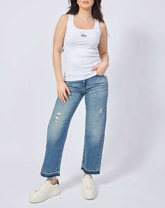 GUESS JEANS GJ TANK TOP SLIM RIB - ORG CO GUNNAR STR RIB 215 BLUZA W