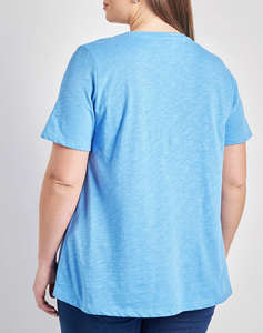 PARABITA Basic bluza de bumbac in linia A cu decolteu V