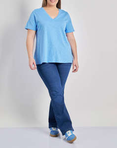 PARABITA Basic bluza de bumbac in linia A cu decolteu V