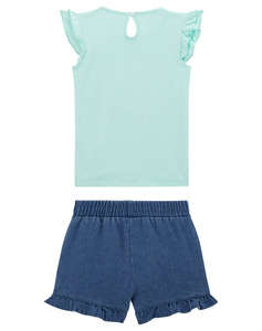 GUESS SET SST-SHIRT+STRDEN - MID ORGANIC CO STR JERSEY 160 SET COPII GIRL