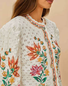 FARM RIO GARDEN DELIGHT ROSEWOOD CARDIGAN