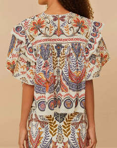 FARM RIO BOHO GLAM OFF-WHITE BLOUSE