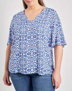 PARABITA Bluza floral din vascoza cu decolteu V
