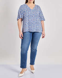 PARABITA Bluza floral din vascoza cu decolteu V