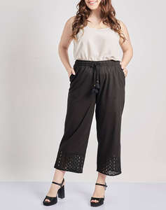 PARABITA Pantaloni din bumbac cu broderie, cropped