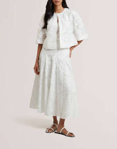 TED BAKER FAELA Collarless boxy fit cropped shirt