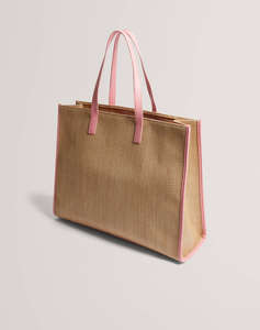 TED BAKER FLORAFF Floral Applique Extra Large Raffia Icon Bag (Dimensiuni: 36 x 45 x 14 cm.)