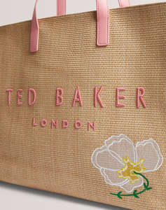 TED BAKER FLORAFF Floral Applique Extra Large Raffia Icon Bag (Dimensiuni: 36 x 45 x 14 cm.)
