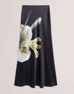 TED BAKER ZIONNA Satin Printed Maxi Skirt