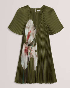 TED BAKER VINLAA Short Sleeve Pleated Mini Dress