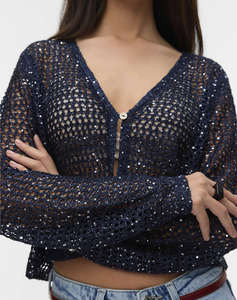 VERO MODA VMLEILANI GLITTER LS V-NECK SHORT CARDI