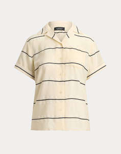 LAUREN RALPH LAUREN BEKKI-SHORT SLEEVE-BUTTON FRONT SHIRT