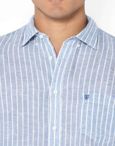 THE BOSTONIANS CAMASA ACORN IN REGULAR FIT Stripe LINEN Button-down Regular Fit