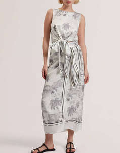 TED BAKER MELVA Knot Detail Wrap Over Midi Skirt