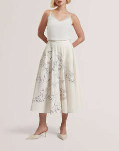 TED BAKER LAGUUNA Printed Ottoman Midi Skirt